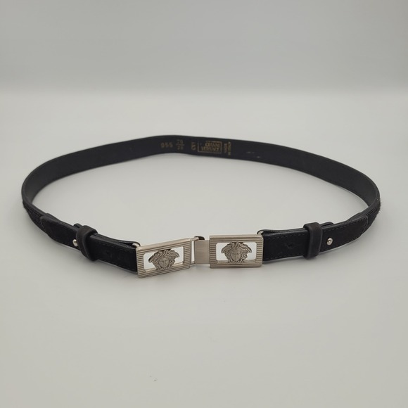 Gianni Versace Accessories - Gianni Versace Vintage Black Leather Pony Hair Medusa Head Belt 70/28 Silver
